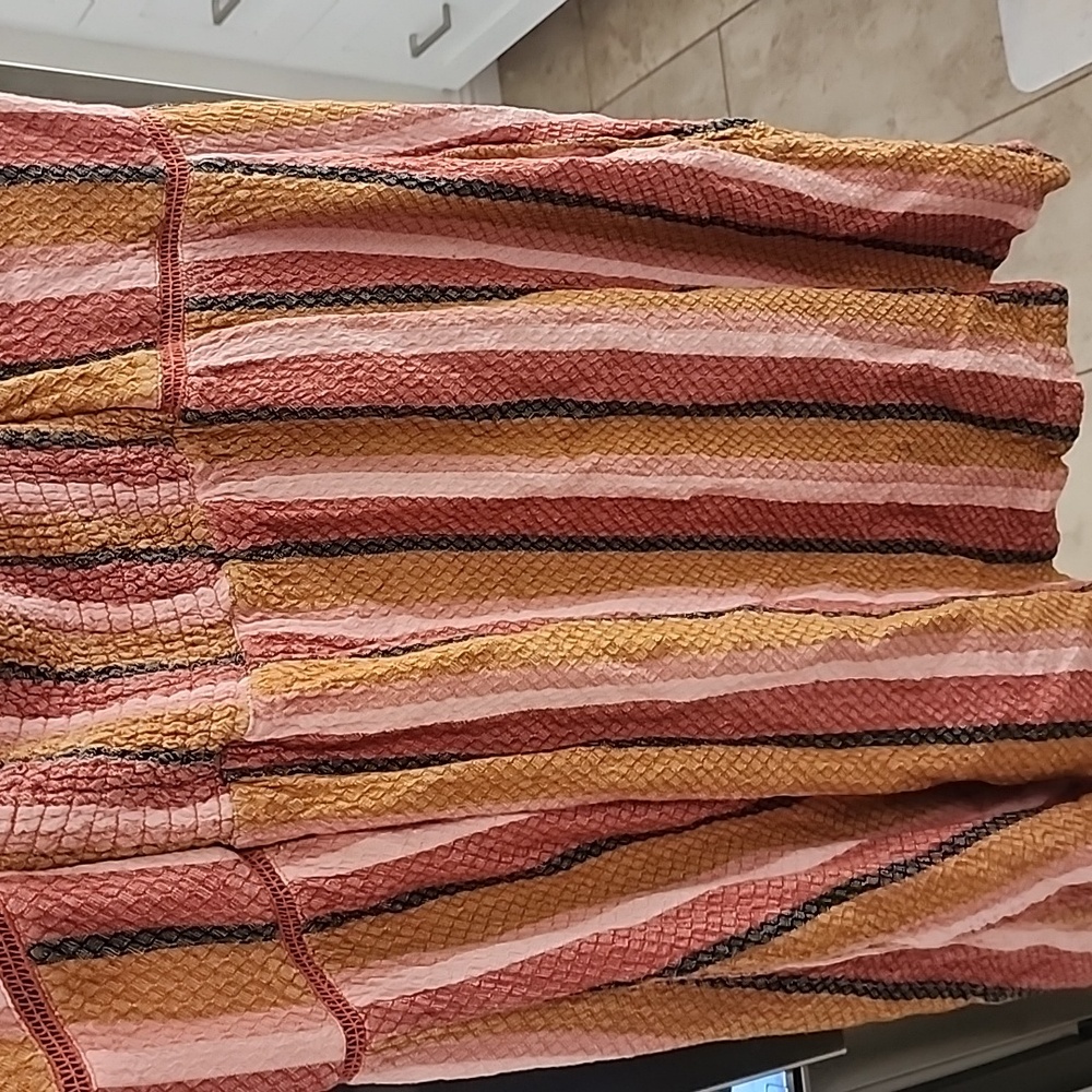 🥳 Roxy Women's Babydoll Dress - Orange/Brown  Beachy Striped Halter Babydoll XL - Picture 7 of 11